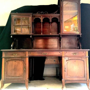 Secrétaire Bureau Bibliothèque Art Nouveau belge en acajou, circa 1900