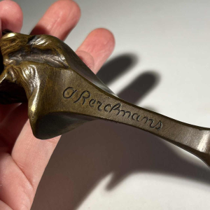 Oscar Évariste Berchmans, Art Nouveau bronze seal / stamp / sculpture, ca 1900