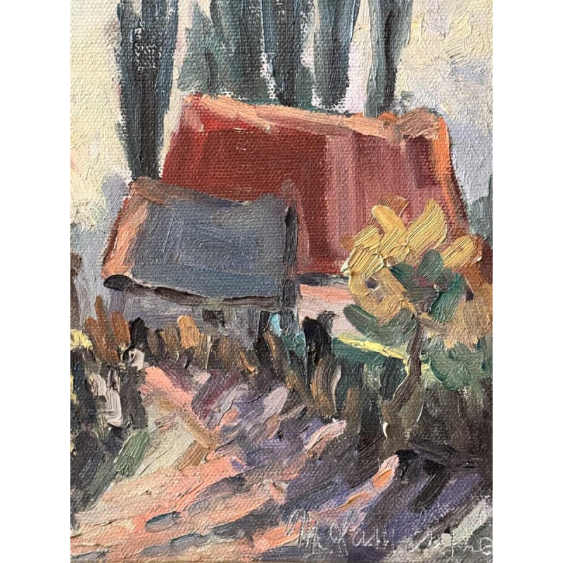 Marie LAMBREXHE - Paysage - peinture huile sur toile, XXe s