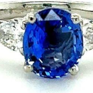 Bague en platine, saphir & diamants