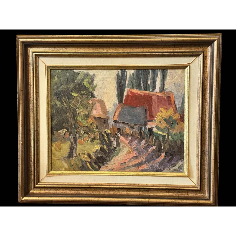 Marie LAMBREXHE - Paysage - peinture huile sur toile, XXe s