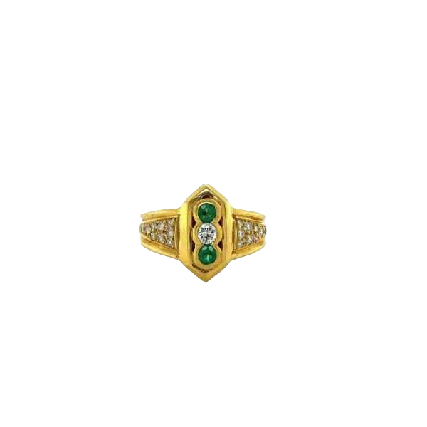 Yellow gold, diamonds & emerald ring