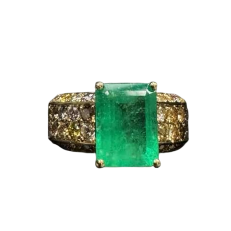 Bague en or jaune 18kt avec émeraude