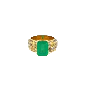 Bague en or jaune 18kt avec émeraude