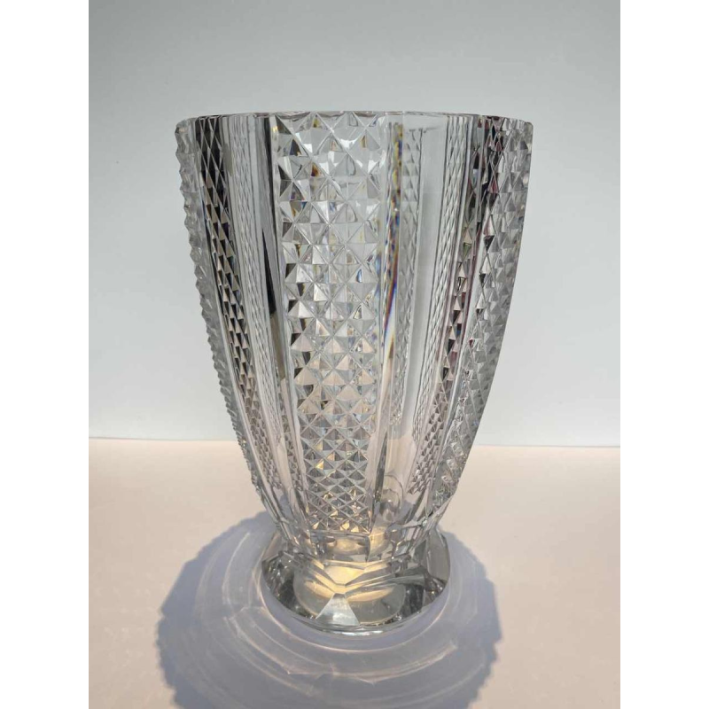Val Saint Lambert (VSL), colourless 'diamond' cut vase, ca 1960