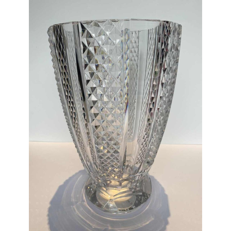 Val-Saint-Lambert (VSL), vase incolore, taille diamant, ca 1960
