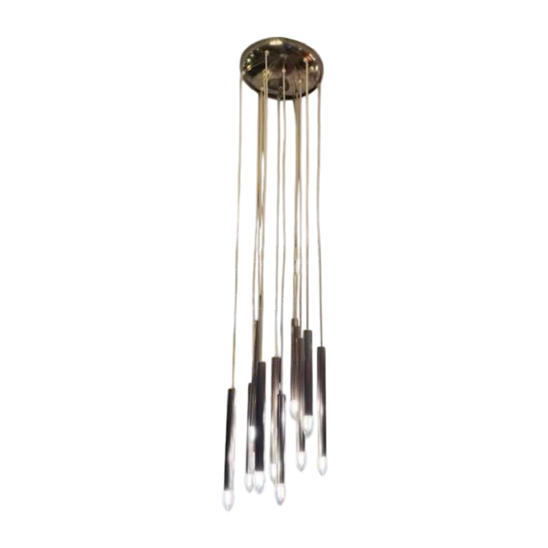 Vintage kroonluchter / hanglamp ‘Cascade’, verchroomd staal, ca. 1970