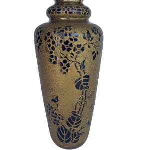 Val-Saint-Lambert, Art Nouveau gegalvaniseerde vaas, kobaltblauw kristal, ca 1923