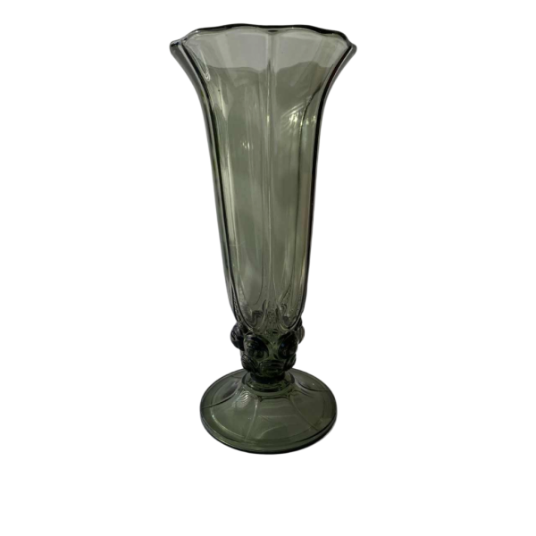 Luxval voor Val-Saint-Lambert, Art Deco groene vaas, half kristal, geperst gegoten, ca 1930