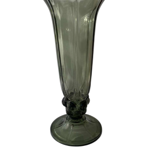 Luxval voor Val-Saint-Lambert, Art Deco groene vaas, half kristal, geperst gegoten, ca 1930