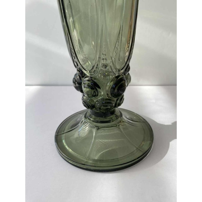 Luxval for Val-Saint-Lambert, Art Deco green vase, half-crystal, pressed cast, ca 1930