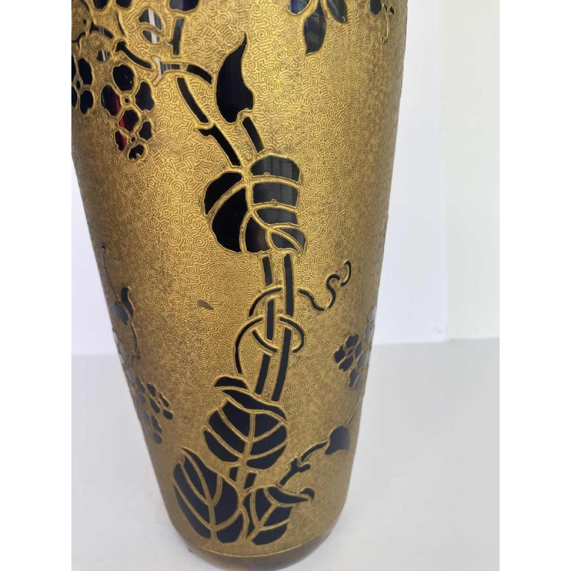 Val-Saint-Lambert, vase Art Nouveau en galvanoplastie, cristal bleu cobalt, ca 1923