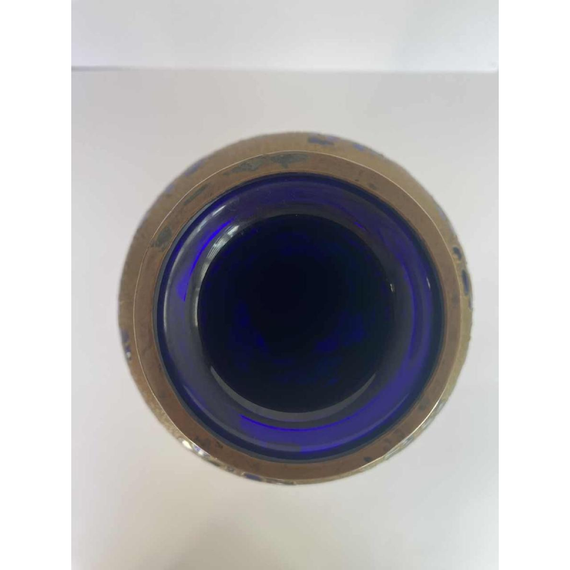 Val-Saint-Lambert, vase Art Nouveau en galvanoplastie, cristal bleu cobalt, ca 1923