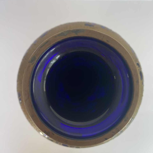 Val-Saint-Lambert, vase Art Nouveau en galvanoplastie, cristal bleu cobalt, ca 1923