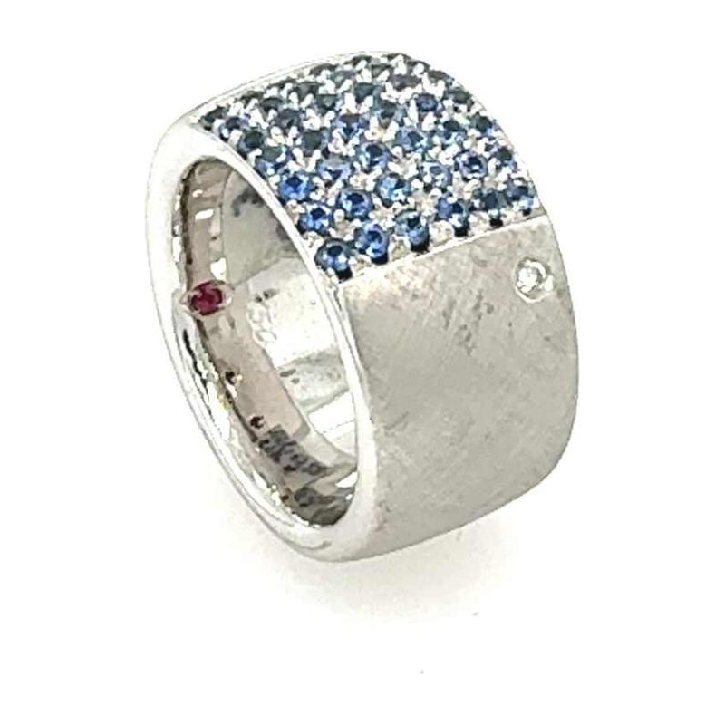 Roberto Coin, witgouden ring met saffier