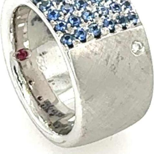 Roberto Coin, bague en or blanc & saphirs