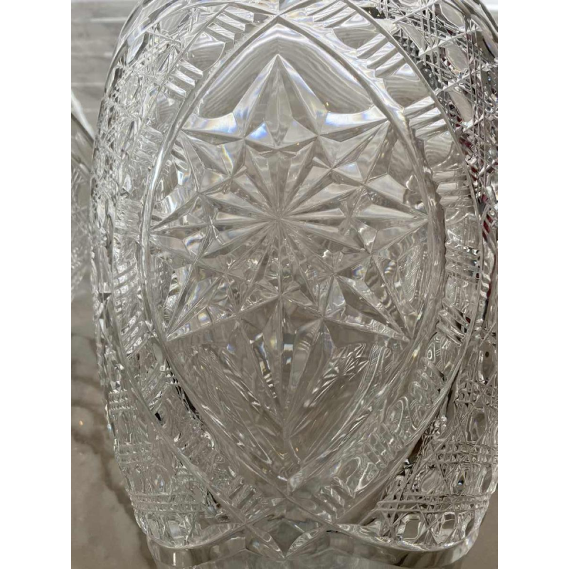 Val-Saint-Lambert, importante paire de vases couverts en cristal (82 cm)