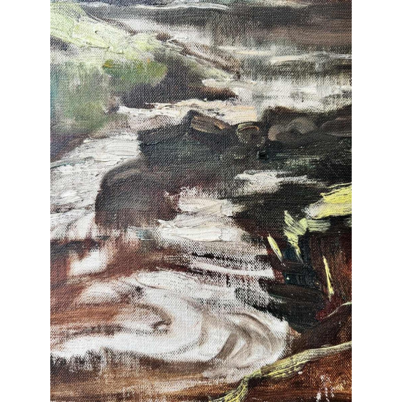 Georges BOUILLON “ Rivier in voorjaarsonderhout “ olieverf op doek
