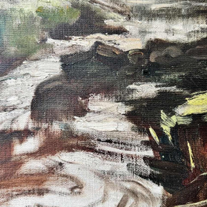 Georges BOUILLON “River in spring undergrowth“ oil on canvas