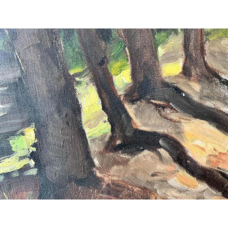 Georges BOUILLON “River in spring undergrowth“ oil on canvas