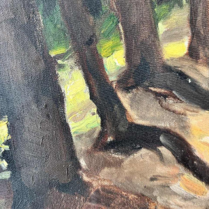 Georges BOUILLON “River in spring undergrowth“ oil on canvas