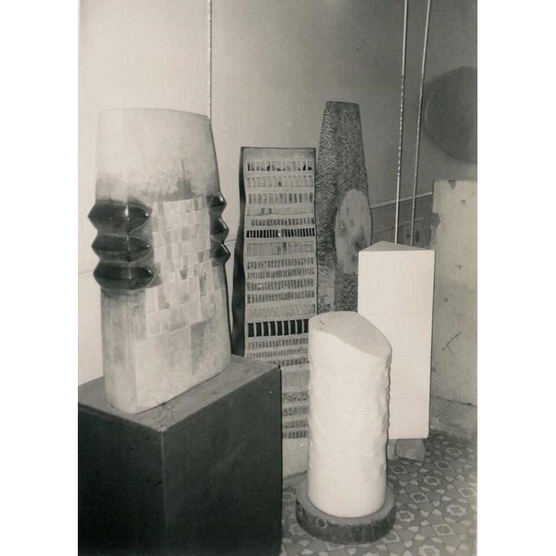 Richard Flament, sculpture abstraite 142cm en marbre de Mazy, 1974