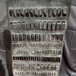 Richard Flament, abstract sculpture 142cm, Mazy marble, 1974