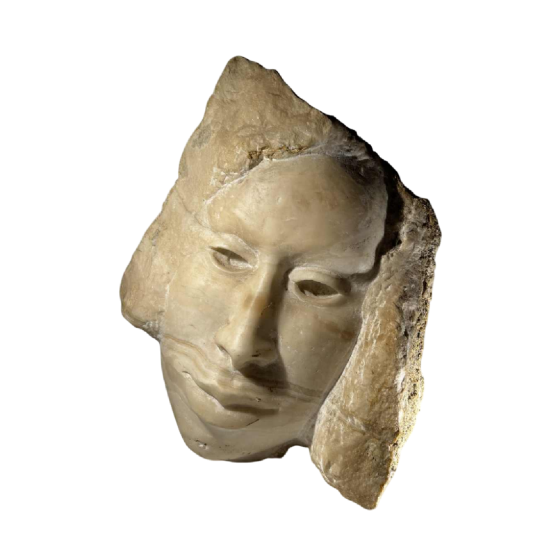 Georg Glaser “Woman’s Face“ marble bust/mask sculpture, ca 1980