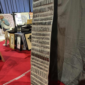 Richard Flament, abstract sculpture 142cm, Mazy marble, 1974