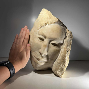 Georg Glaser “Woman’s Face“ marble bust/mask sculpture, ca 1980