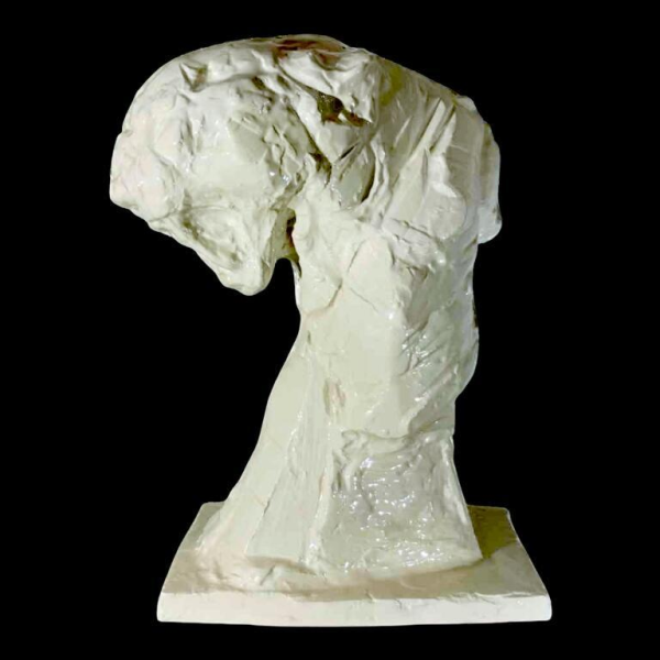 PATRICK VILLAS / Royal Boch 'Buste de panthÃ¨re' style Art DÃ©co, sculpture cÃ©ramique blanche, ca 2000