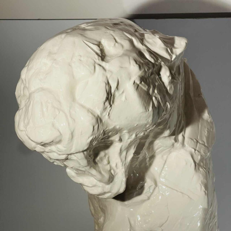 PATRICK VILLAS / Royal Boch 'Panter buste' Art Deco stijl, wit keramiek sculptuur, ca 2000