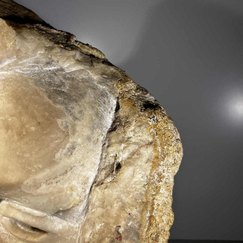 Georg Glaser “Woman’s Face“ marble bust/mask sculpture, ca 1980