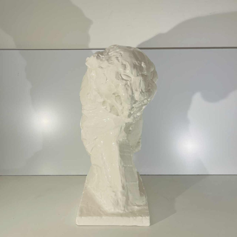 PATRICK VILLAS / Royal Boch Panther bust Art Deco style, white ceramic sculpture, ca 2000