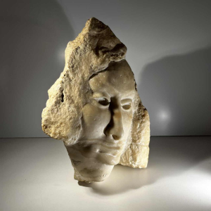 Georg Glaser “Woman’s Face“ marble bust/mask sculpture, ca 1980