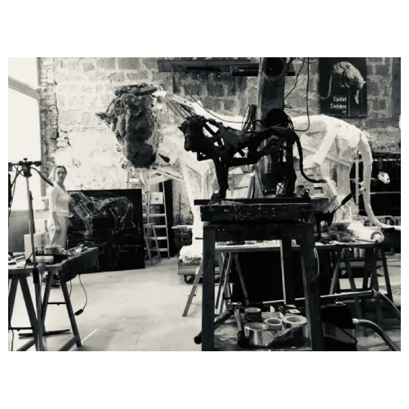 PATRICK VILLAS / Royal Boch 'Panter buste' Art Deco stijl, wit keramiek sculptuur, ca 2000