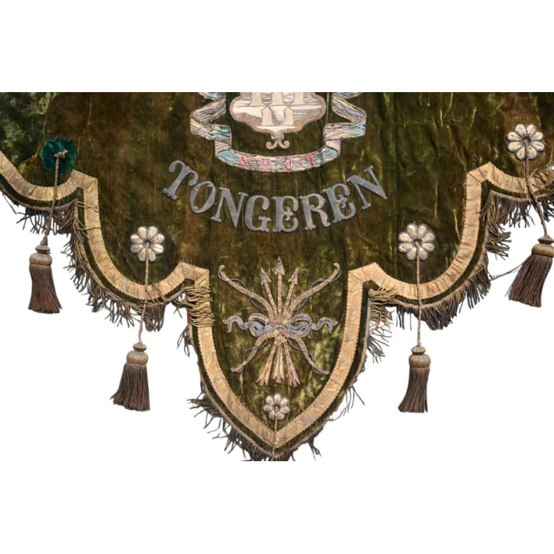 Grote historische vlag “Koninklyke Handboog Maatschappij Sint Sebastiaan“ Tongeren 1881