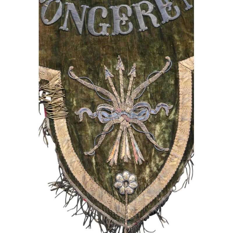 Grote historische vlag “Koninklyke Handboog Maatschappij Sint Sebastiaan“ Tongeren 1881