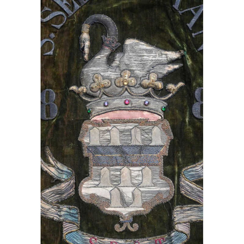 Grand drapeau historique “Confrérie Royale de l’Arbalète Saint Sébastien“ Tongres 1881