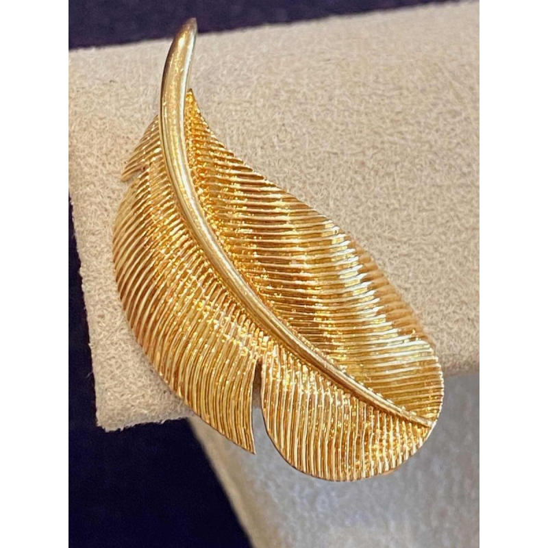 HERMES Paris, paire de boucles d'oreilles en or “Plumes“ vintage