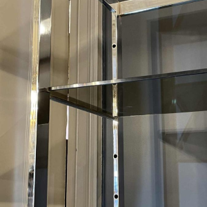 Paire Etagères Wall Unit Modulable Moderniste Chrome et Formica Noir, ca 1970