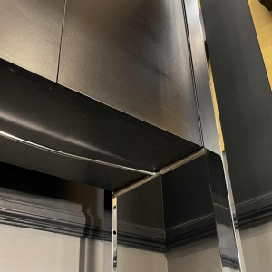 Pair of Modernist Chrome and Black Formica Wall Unit Shelves, ca 1970