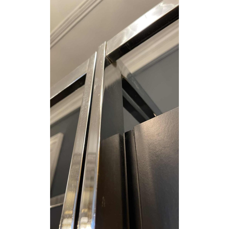 Pair of Modernist Chrome and Black Formica Wall Unit Shelves, ca 1970