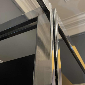 Pair of Modernist Chrome and Black Formica Wall Unit Shelves, ca 1970