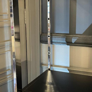 Pair of Modernist Chrome and Black Formica Wall Unit Shelves, ca 1970