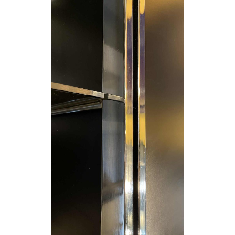 Pair of Modernist Chrome and Black Formica Wall Unit Shelves, ca 1970
