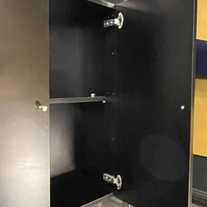 Paire Etagères Wall Unit Modulable Moderniste Chrome et Formica Noir, ca 1970