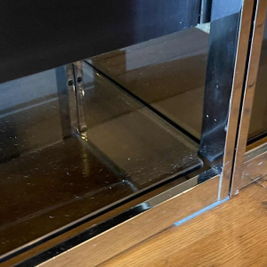 Paar Modernistische Chroom en Zwart Formica Wandmeubel Planken, ca 1970