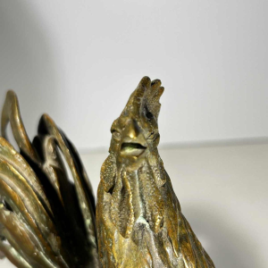 AUGUSTE NICOLAS CAIN for SUSSE FRERES “The Awakening” bronze sculpture of a French rooster, 19th century