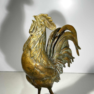 AUGUSTE NICOLAS CAIN for SUSSE FRERES “The Awakening” bronze sculpture of a French rooster, 19th century